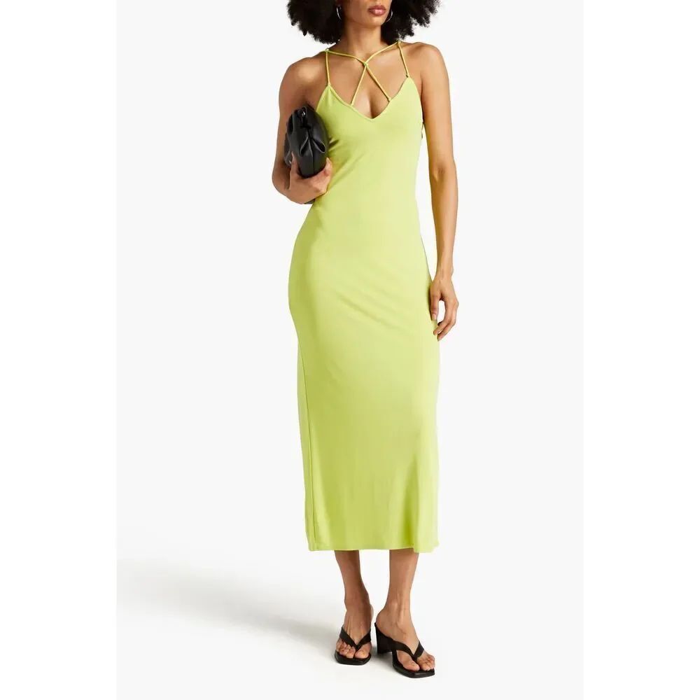 New FRAME Jersey Mid Slip Dress in Chartreuse Size Small